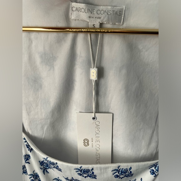 Caroline Constas Julian Square Neck Flounce Skirt Long Puff Sleeve Mini Dress - Picture 3 of 7